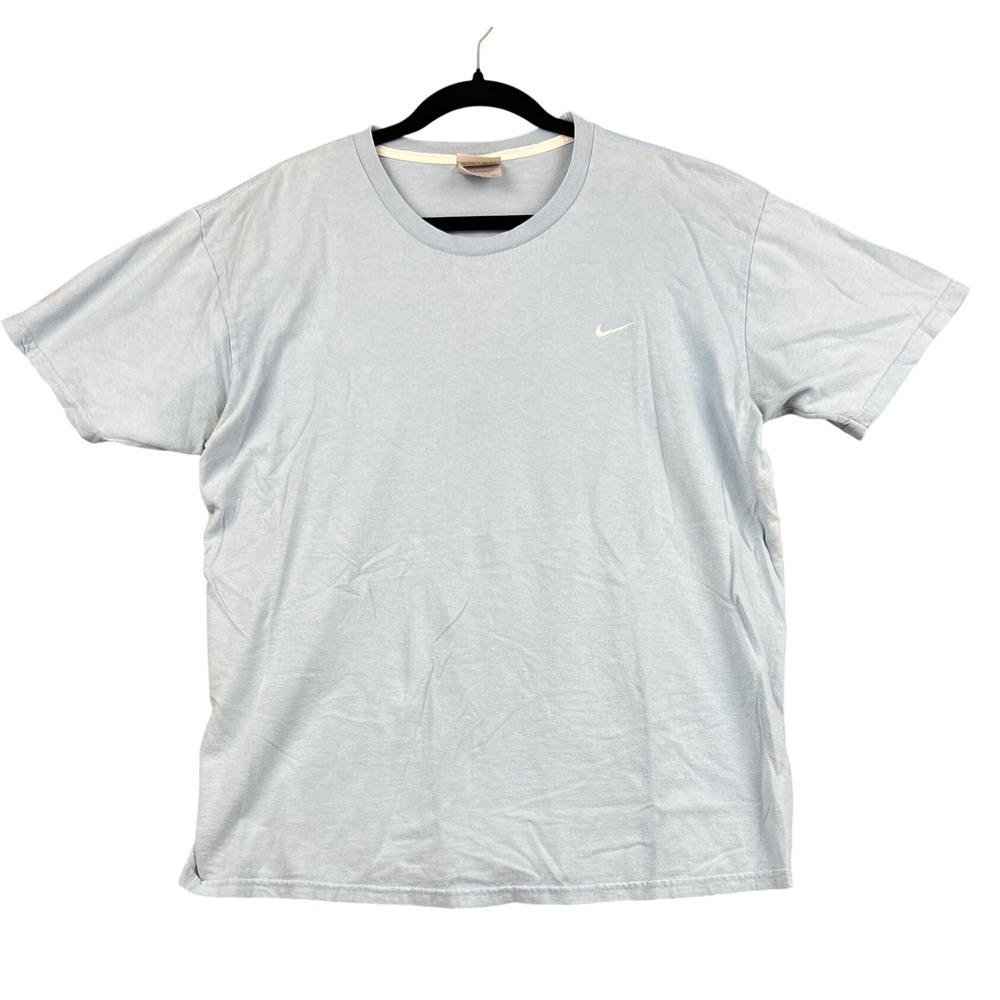 Nike T-Shirt Mens XL Short Sleeve Light Blue Embroidered Swoosh Cotton Fair
